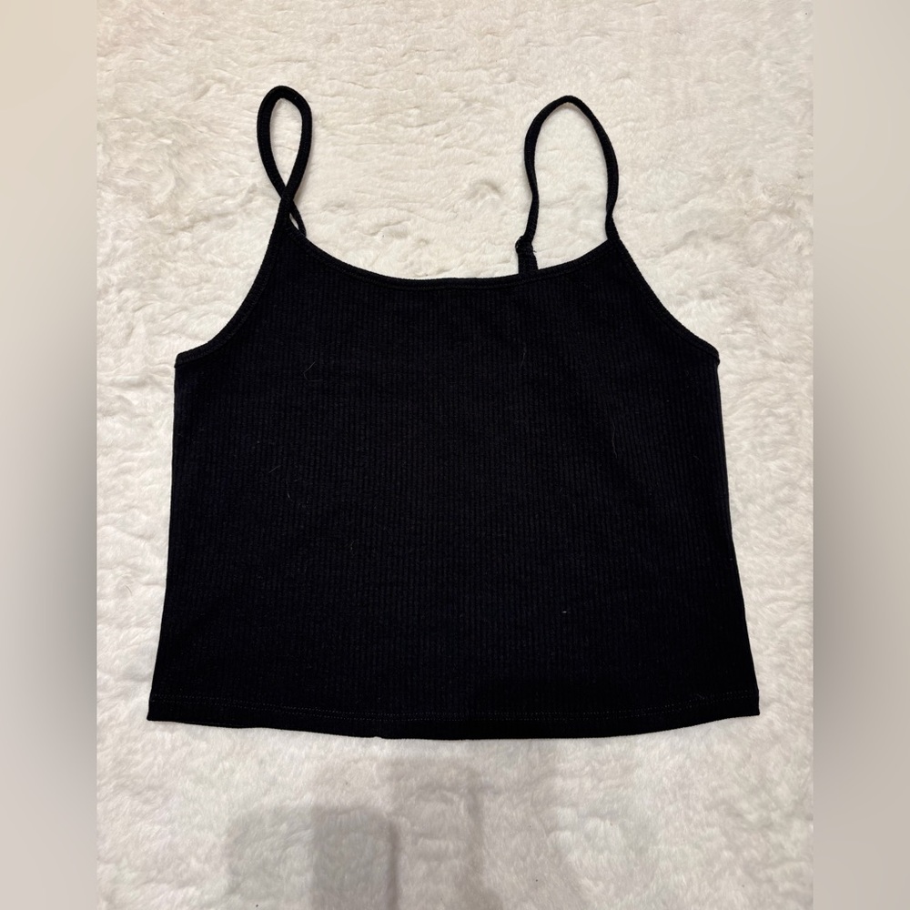 American Eagle Black Basic Ribbed Tank